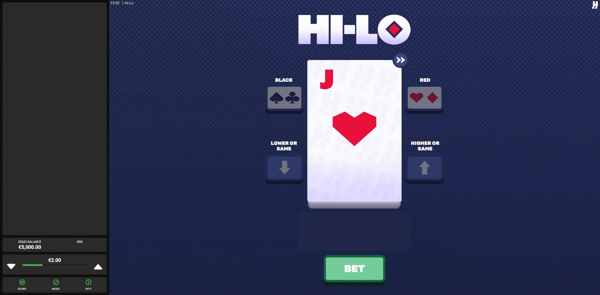 Hi-Lo slot gameplay screenshot