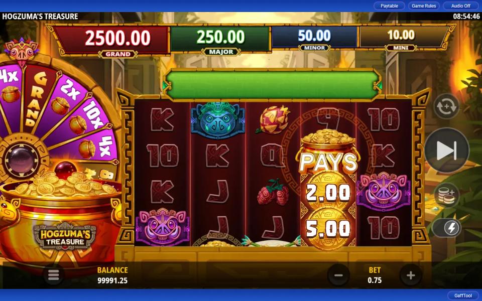 A PAYS Bowl on reel 4 sitting directly above two gold Coins, collecting both