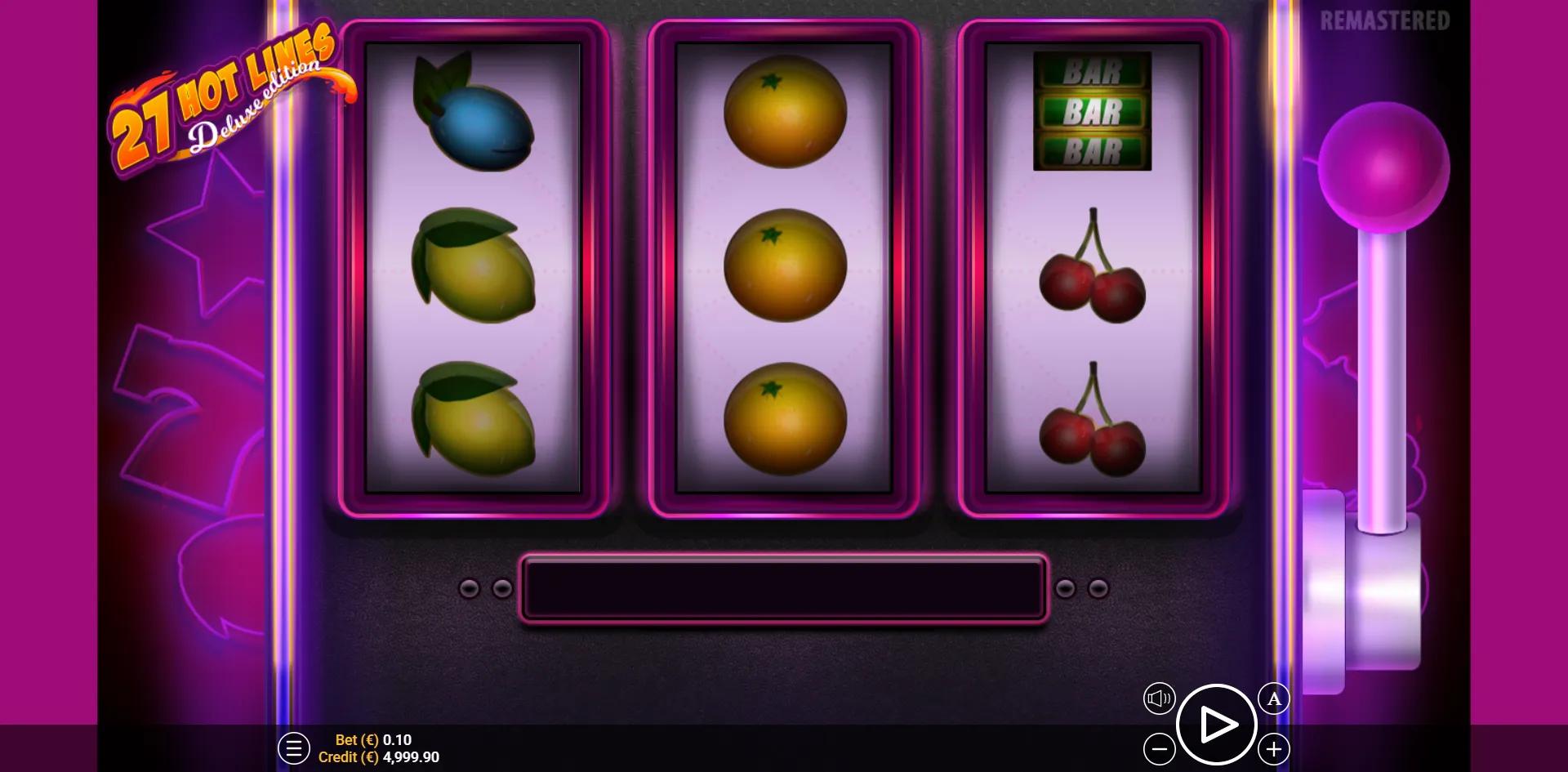 Hot 27 Lines Deluxe Edition slot gameplay screenshot