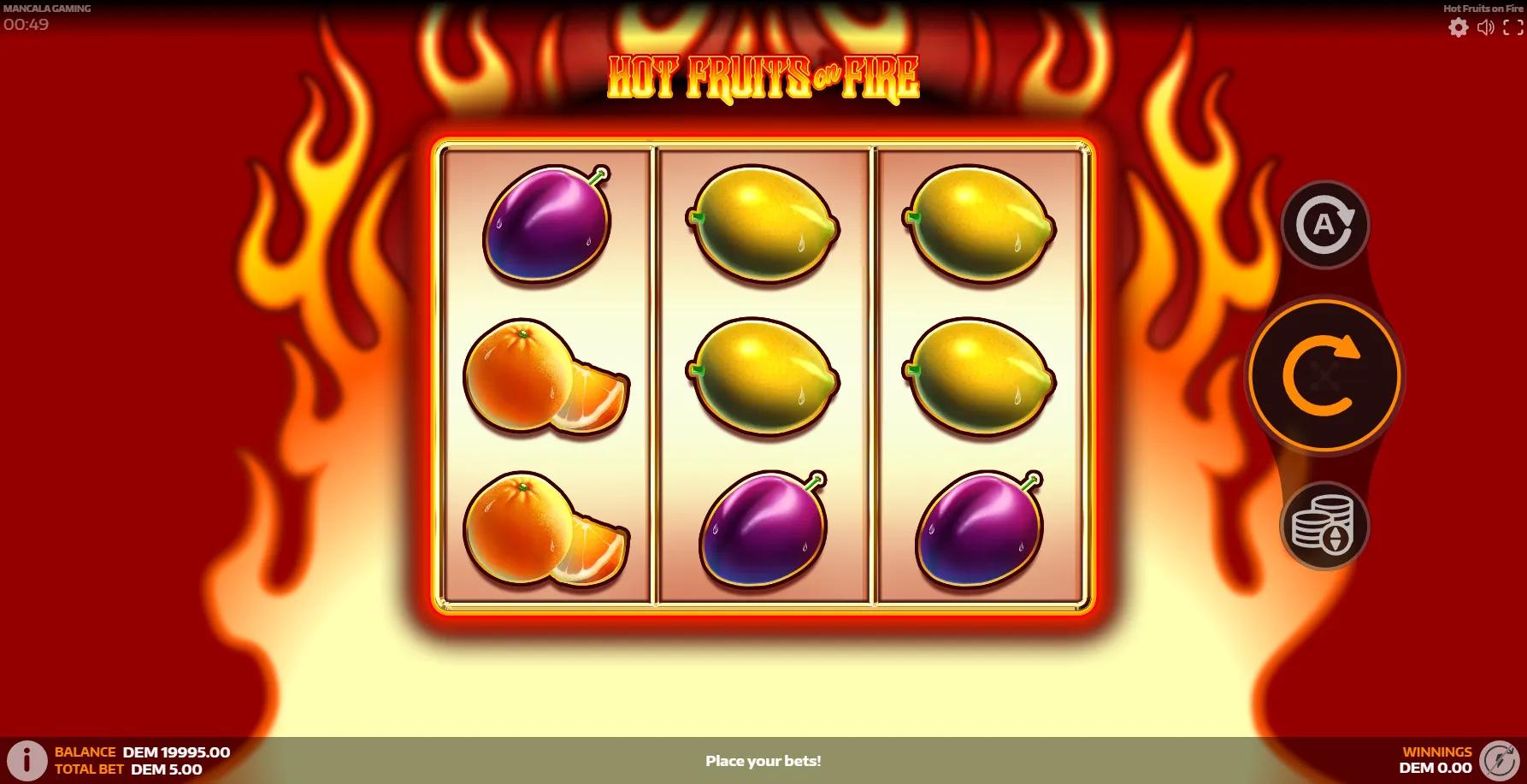 Hot Fruits on Fire slot gameplay screenshot