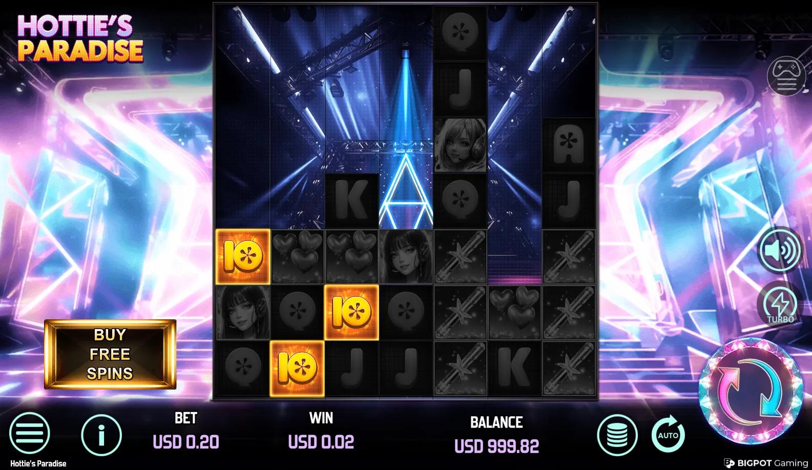 Hottie's Paradise slot gameplay screenshot