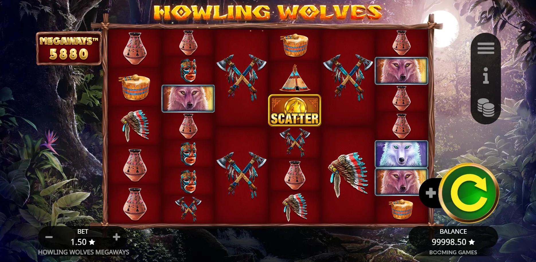 Howling Wolves Megaways slot gameplay screenshot