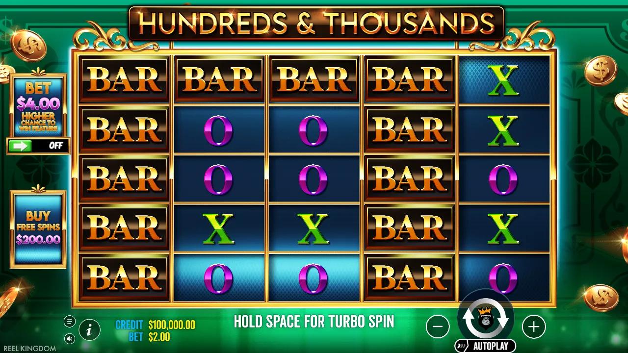 Hundreds and Thousands slot gameplay screenshot