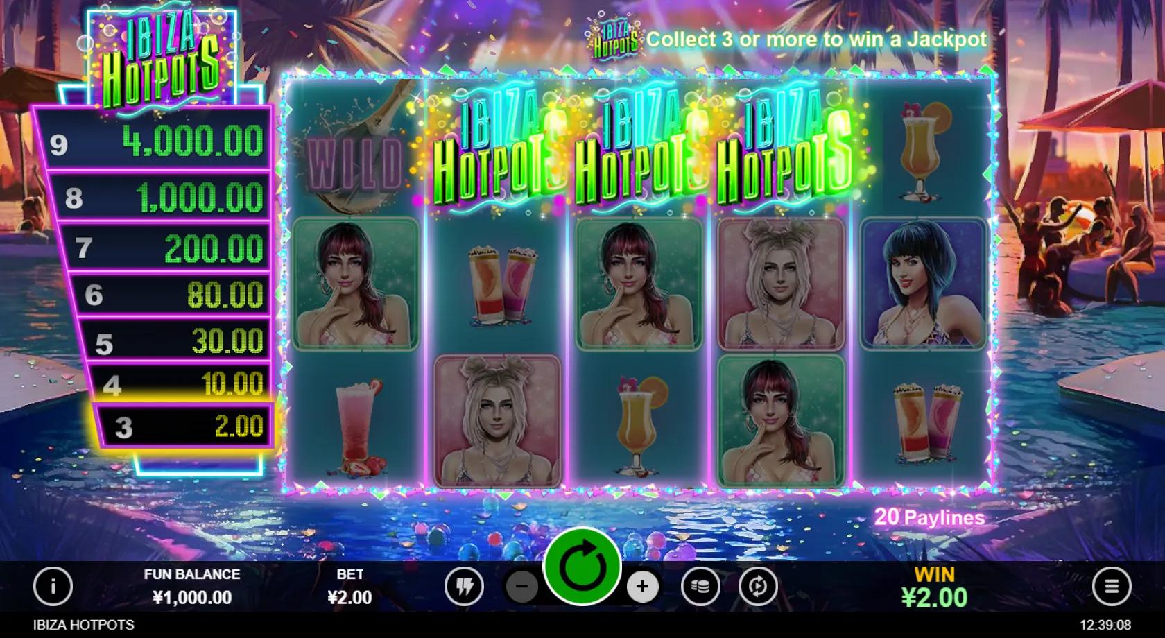 Ibiza Hotpots slot gameplay screenshot