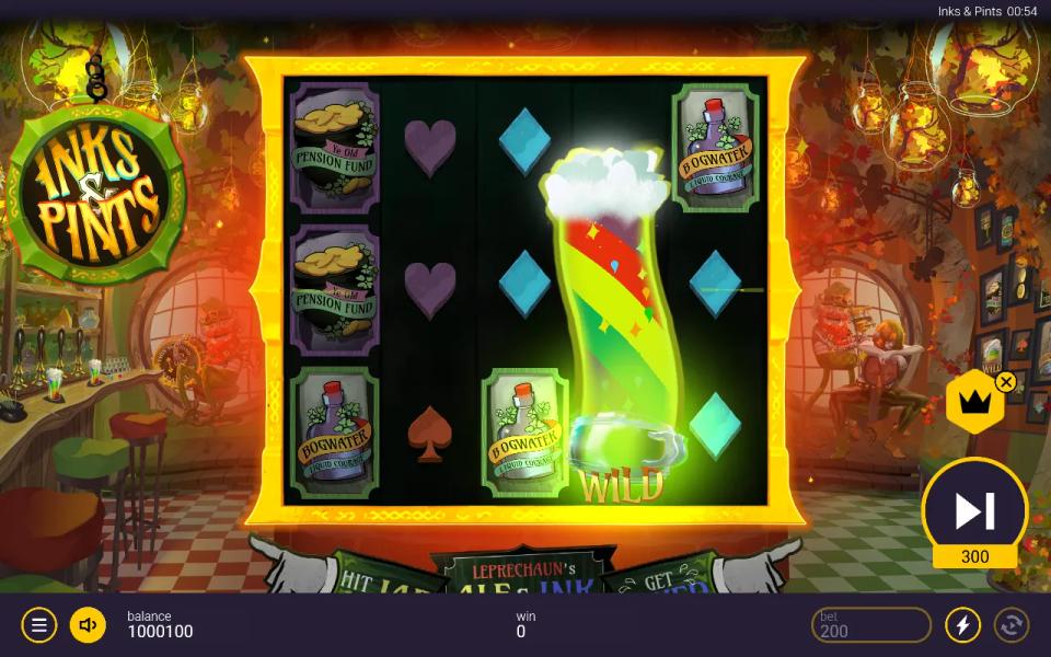 A pint of beer expanded to fill a whole reel and marked WILD, the game frame turned gold for the Golden Bet
