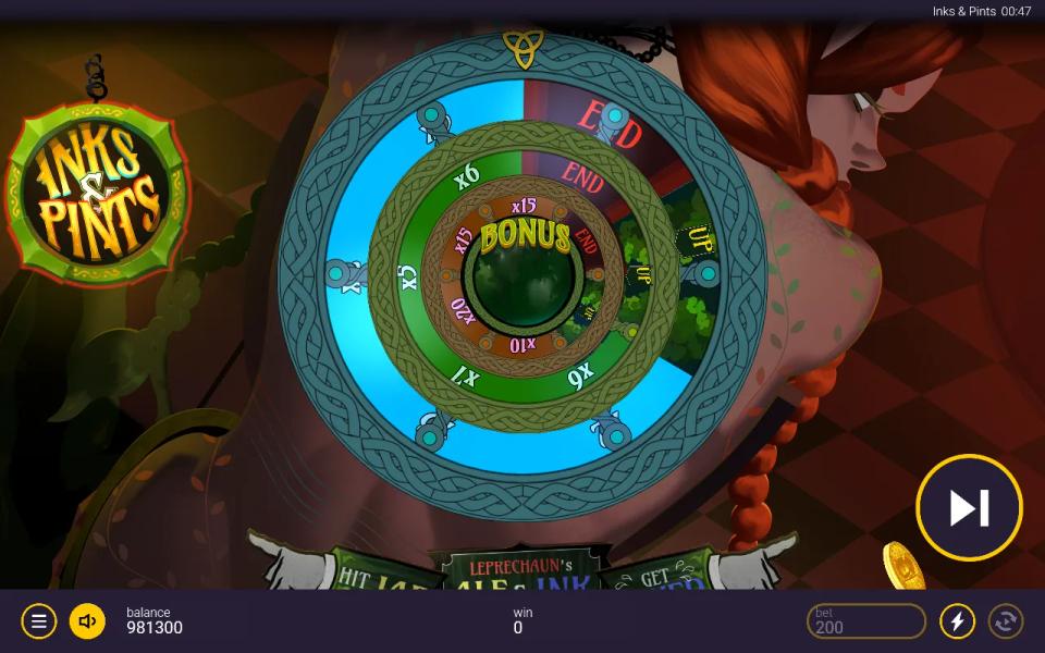 The bonus wheel, four concentric rings of segments, with the outermost ring lit