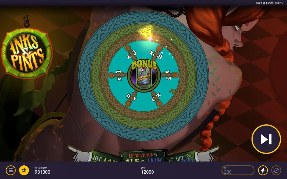 The innermost ring of the bonus wheel spinning, with the Bogwater potion symbol selected at its centre