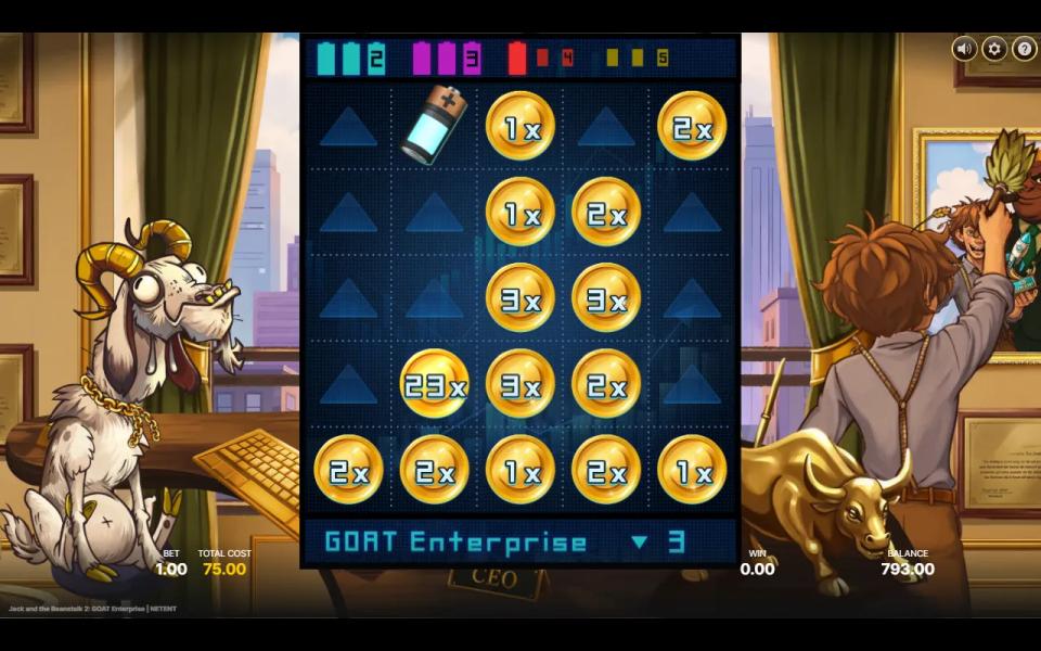 A 23x Golden Bean Coin built by the Collector on the bonus grid, with the win field still reading 0.00 and three spins left