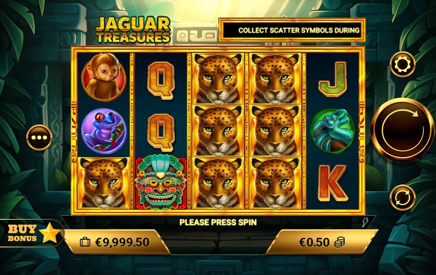 Jaguar Treasures slot gameplay screenshot