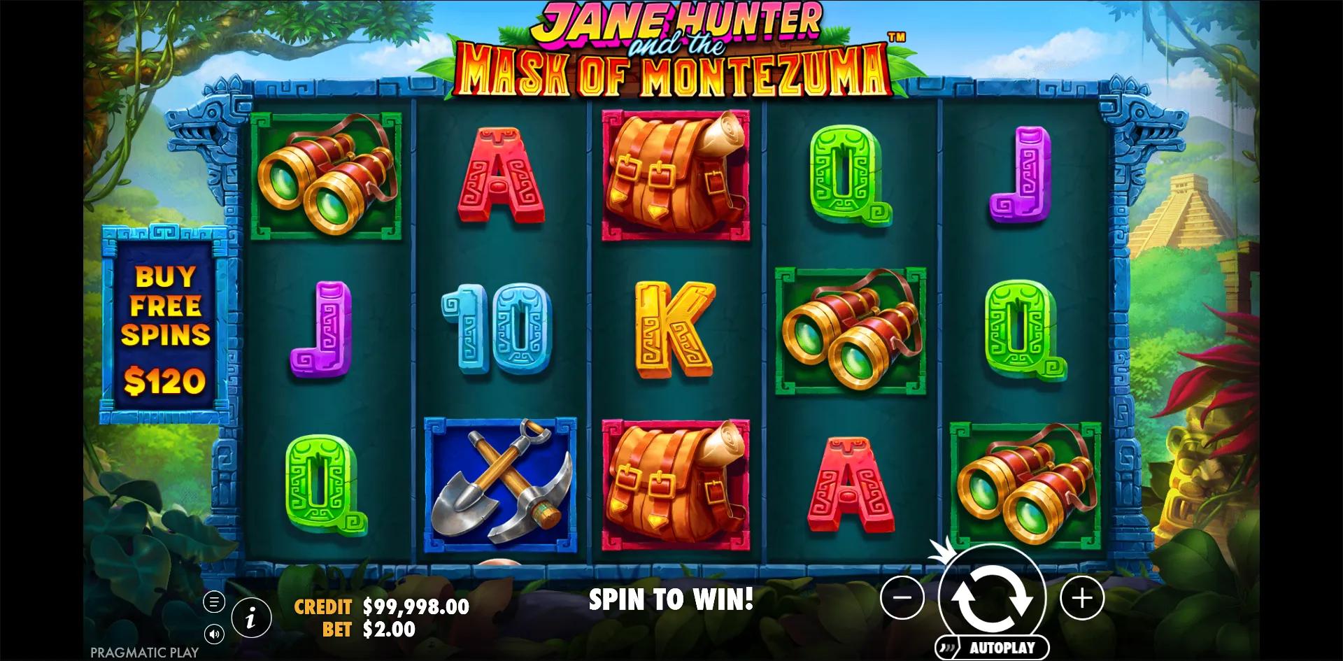 Jane Hunter and the Mask of Montezuma slot gameplay screenshot