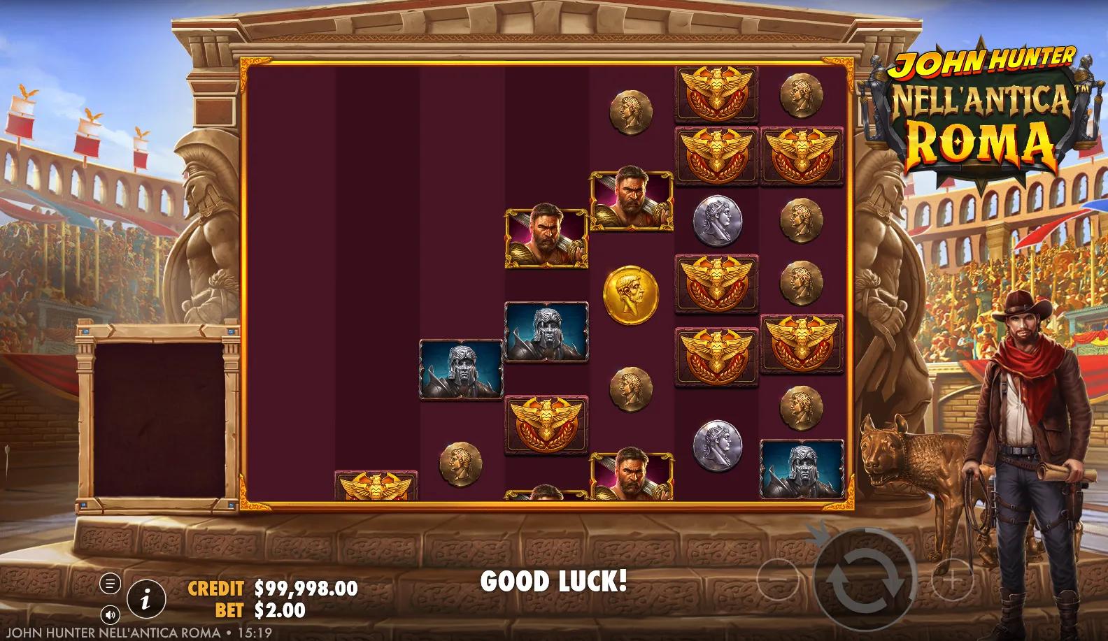 Adventure slot John Hunter nell'Antica Roma from Pragmatic Play during gameplay