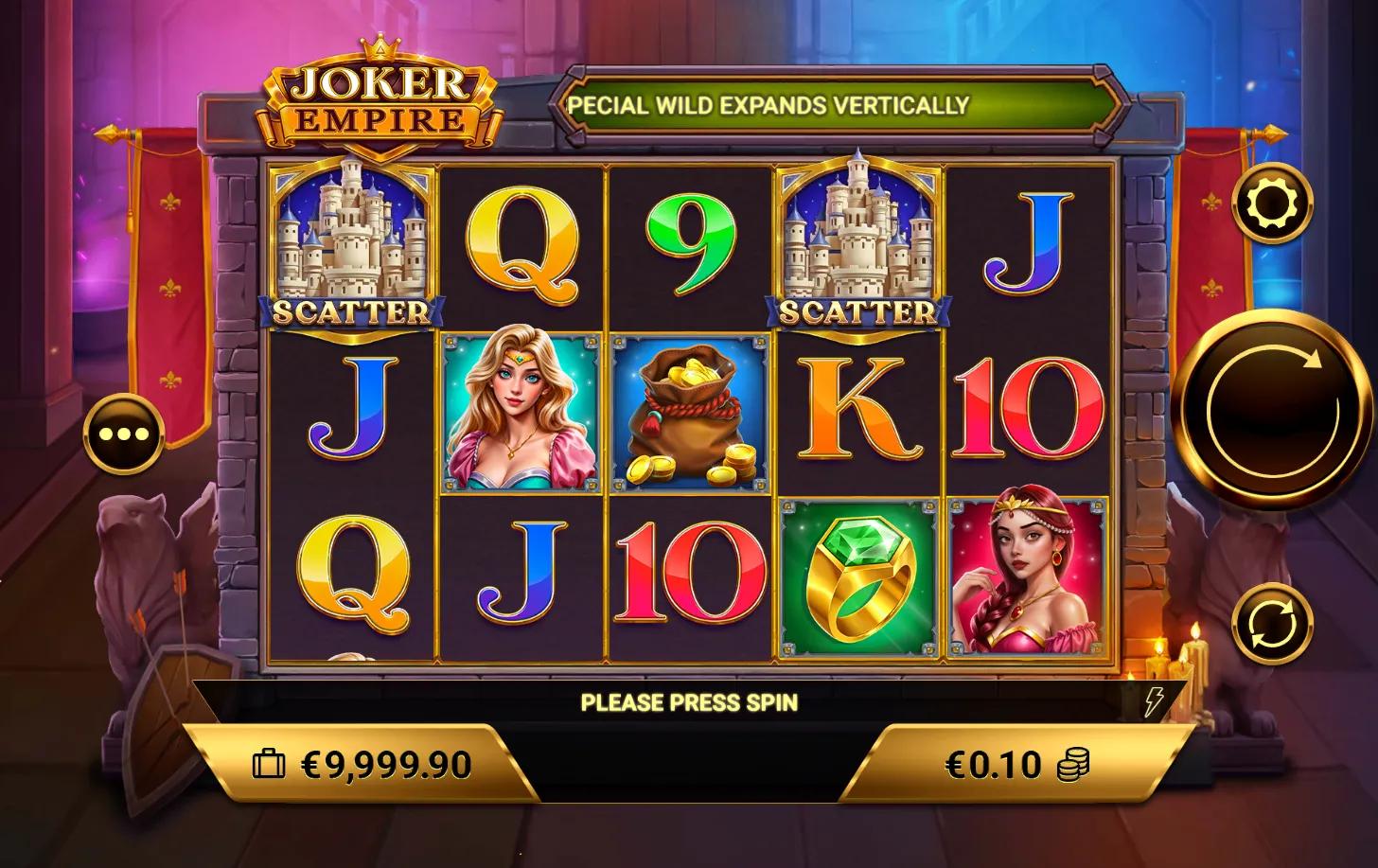Joker Empire slot gameplay screenshot