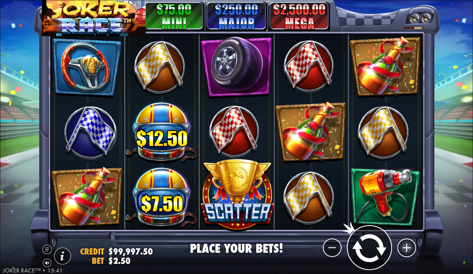 Joker Race slot gameplay screenshot