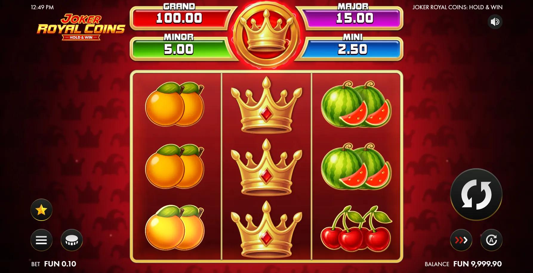 Joker Royal Coins: Hold & Win slot gameplay screenshot