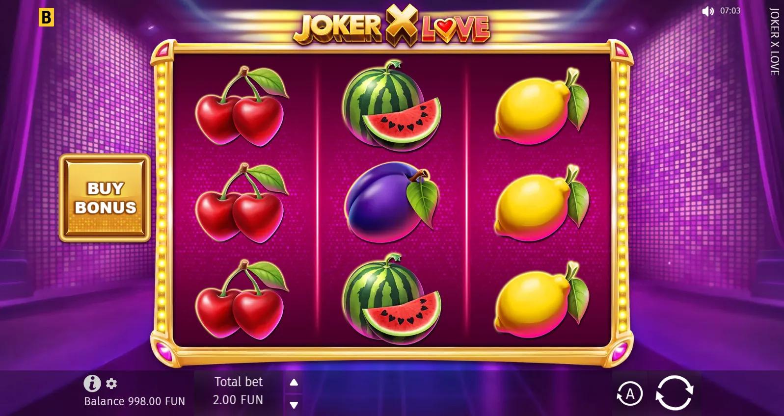 Joker X Love slot gameplay screenshot