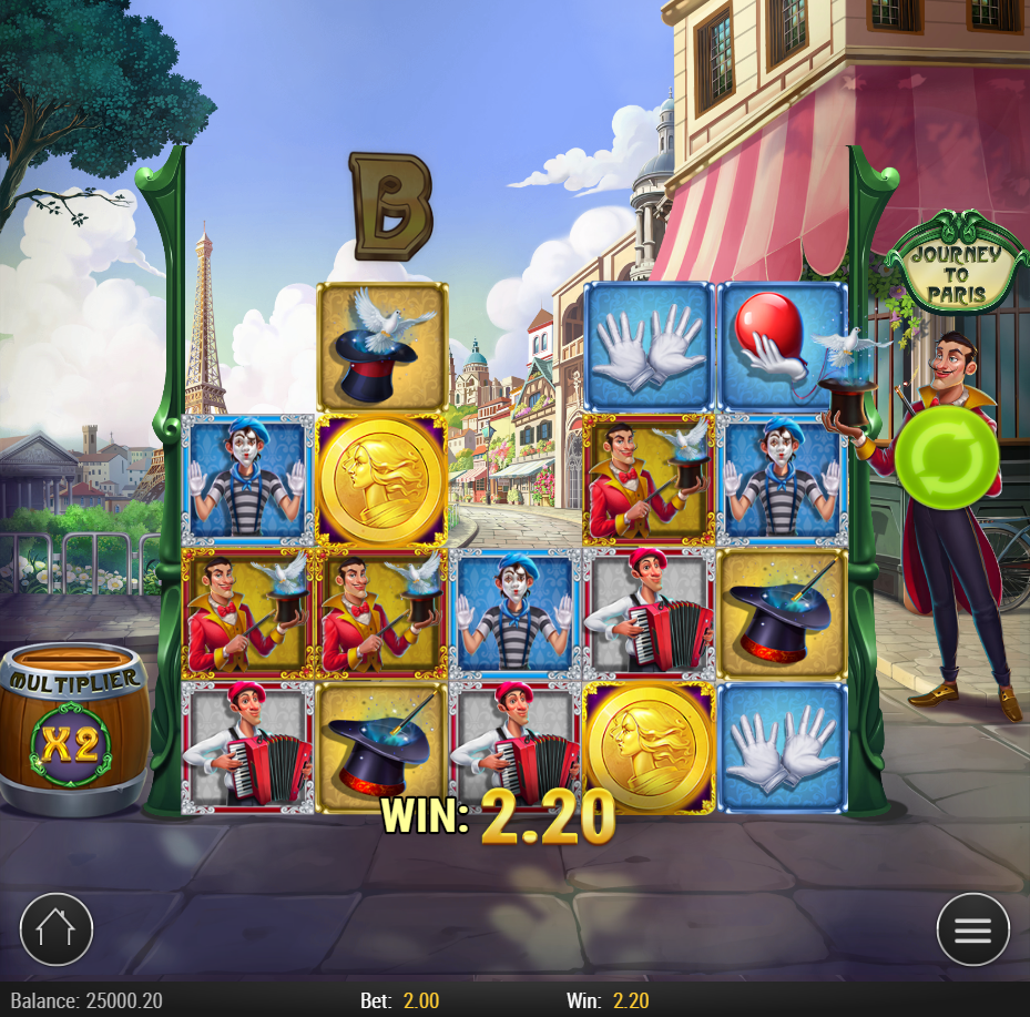Journey to Paris reels showing Food symbols and Buy Bonus