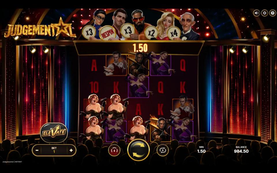 Judgemental base game with two Singer ways of three paying 1.5x and no judge awake