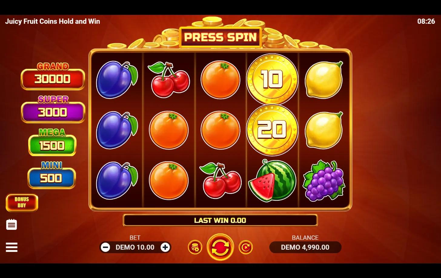 Juicy Fruit Coins Hold and Win slot gameplay screenshot
