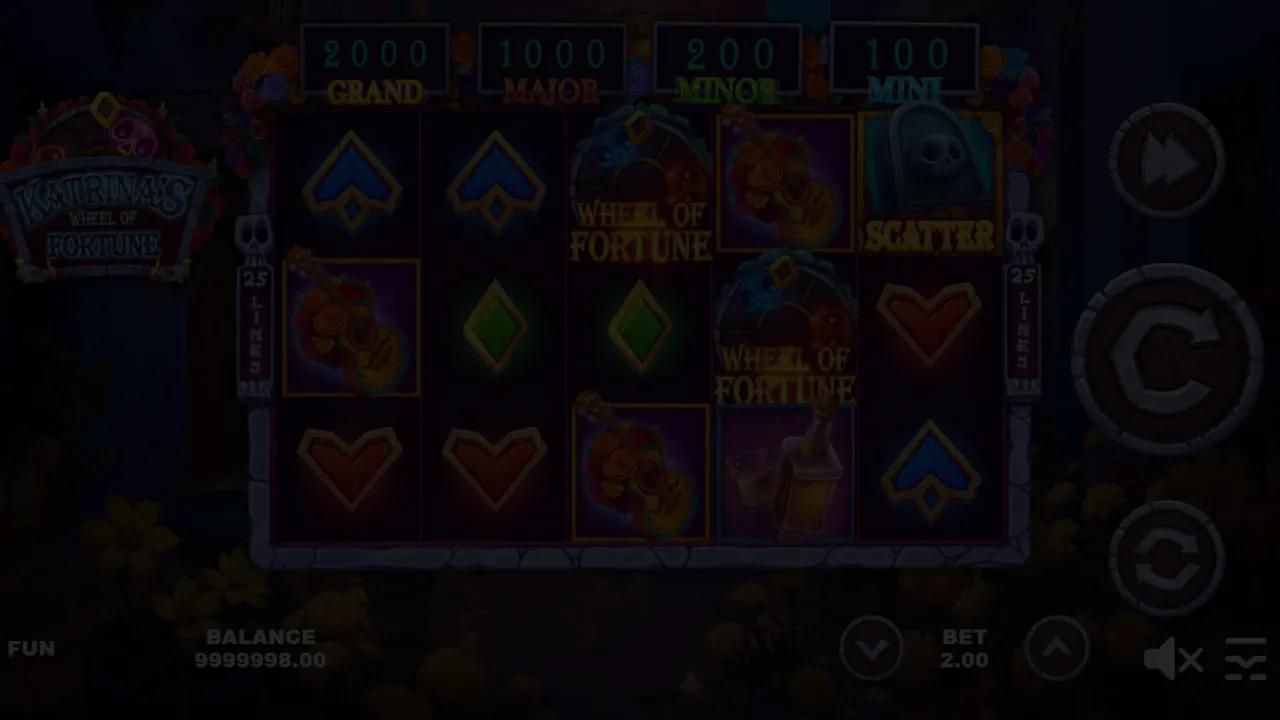 Katrina's Wheel of Fortune slot gameplay screenshot