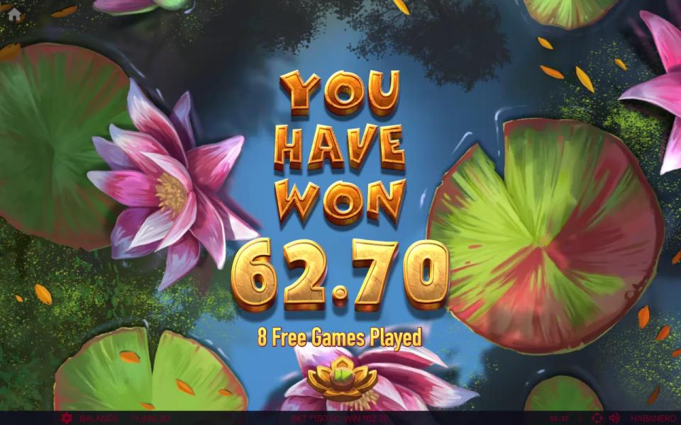 King Frog Feast free spins summary screen after eight free games