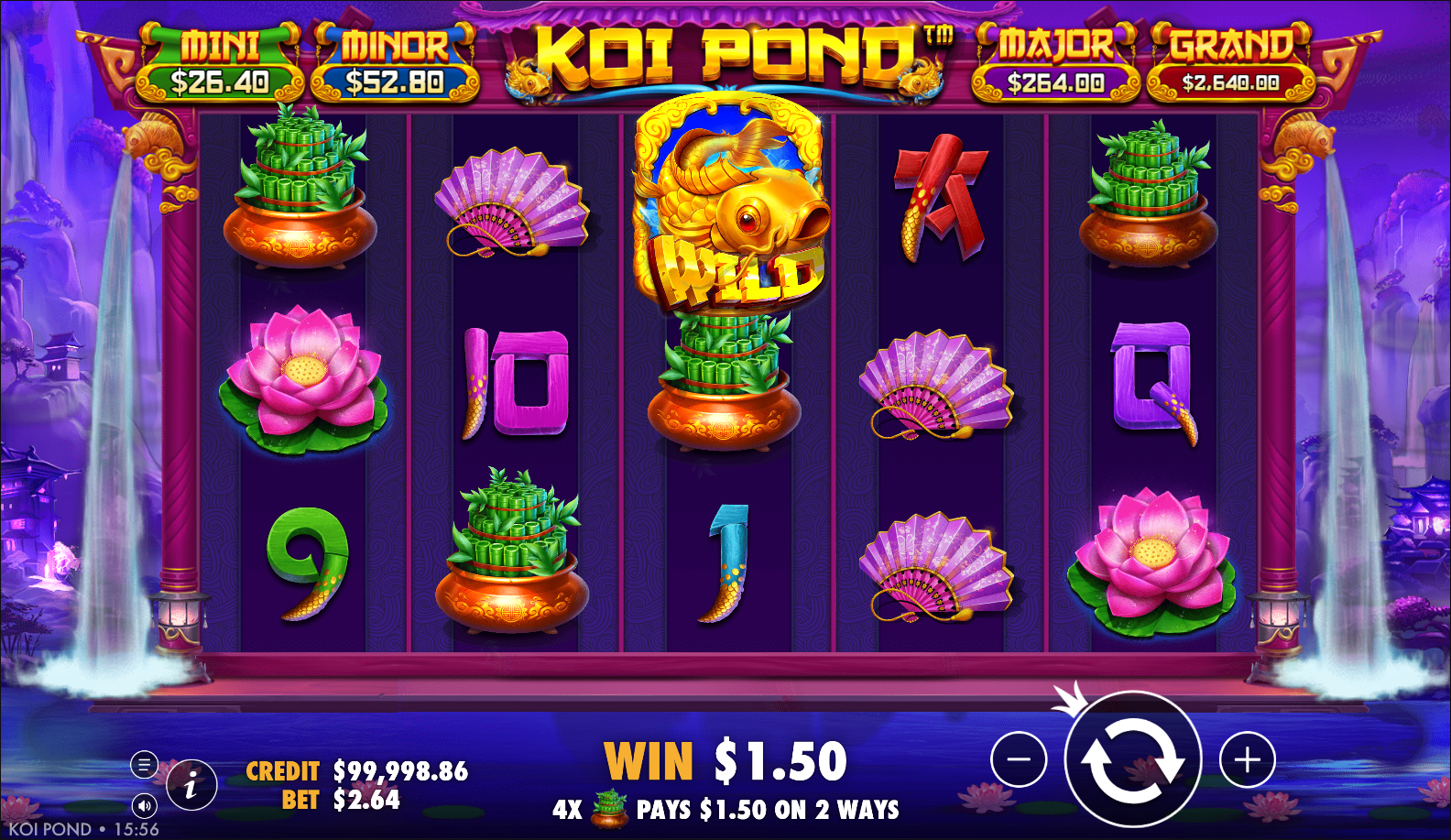 Japanese slot Koi Pond from Pragmatic Play during gameplay