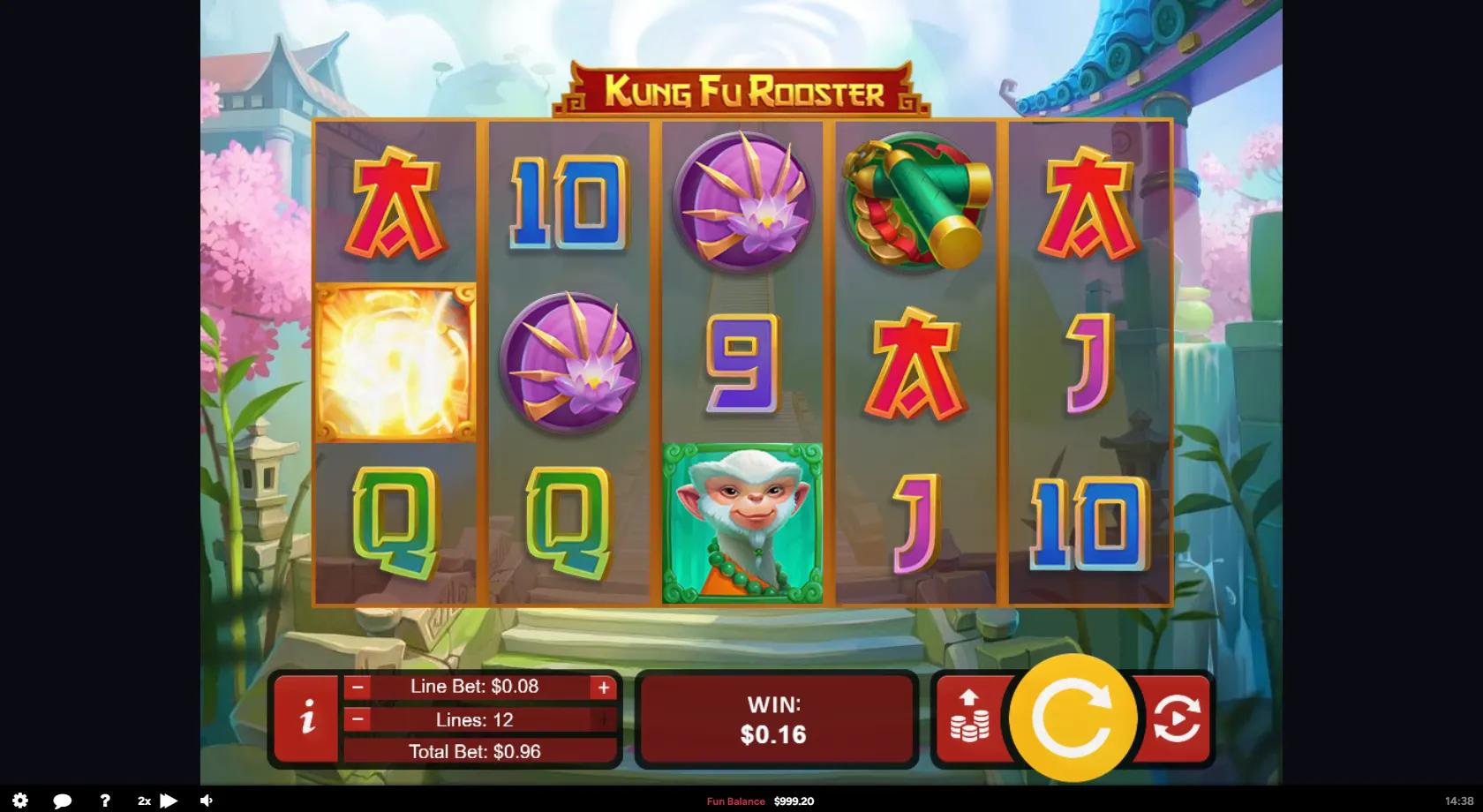 Kung Fu Rooster slot gameplay screenshot
