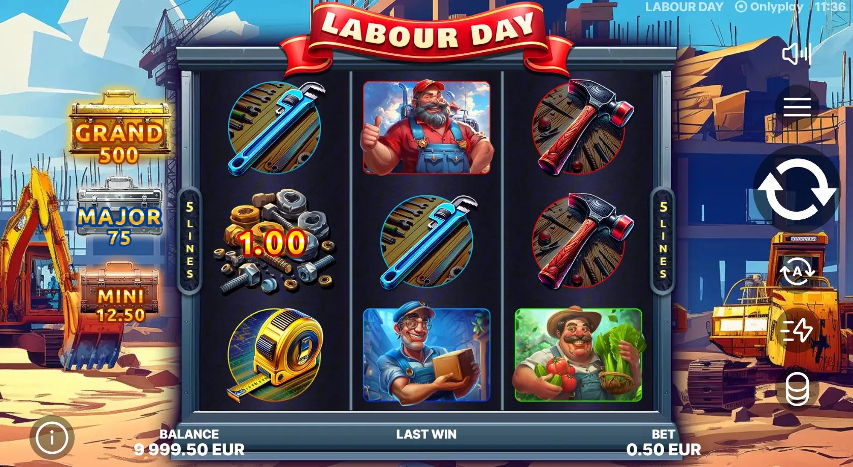 Labour Day slot gameplay screenshot