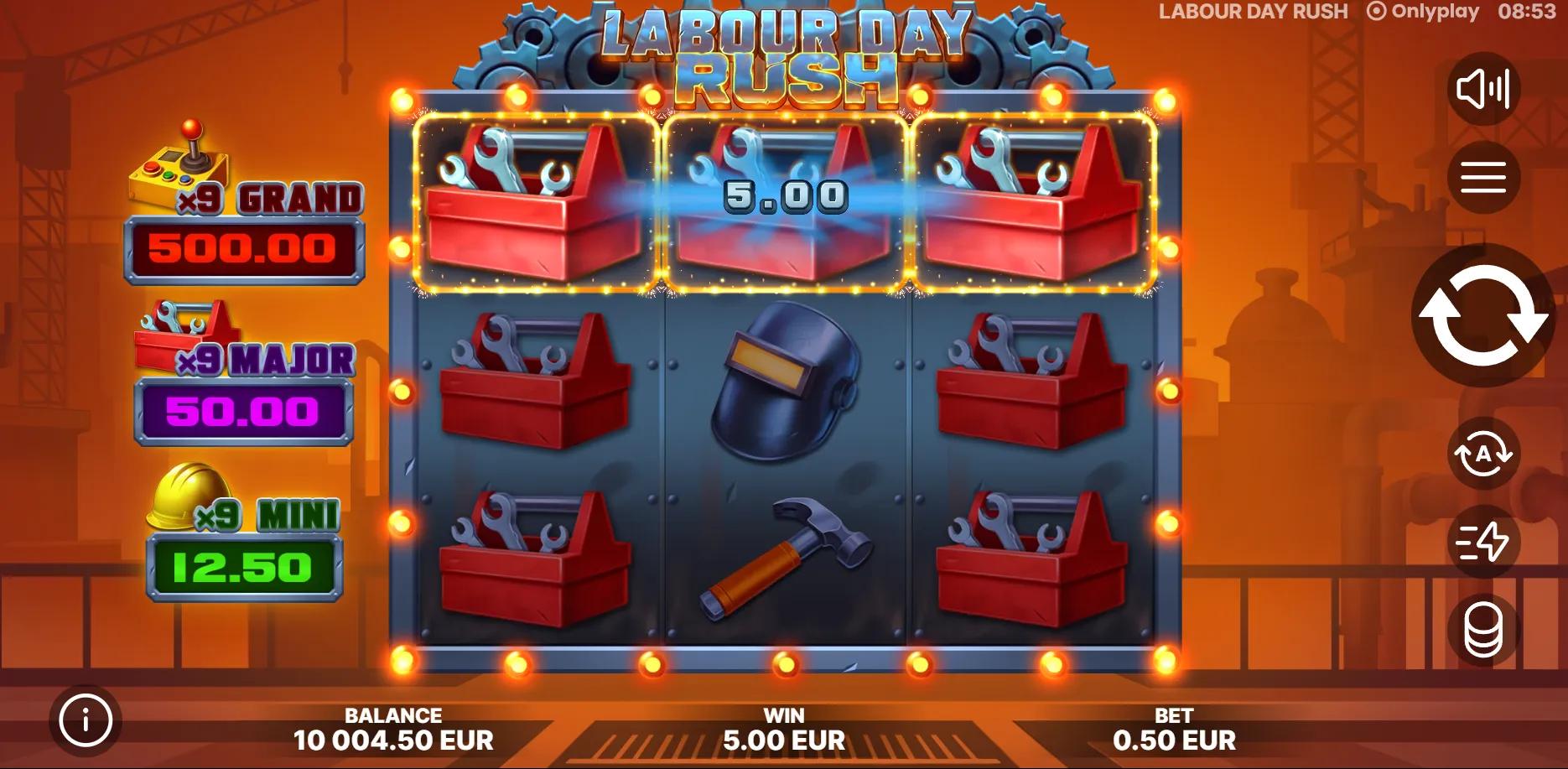 Labour Day Rush slot gameplay screenshot