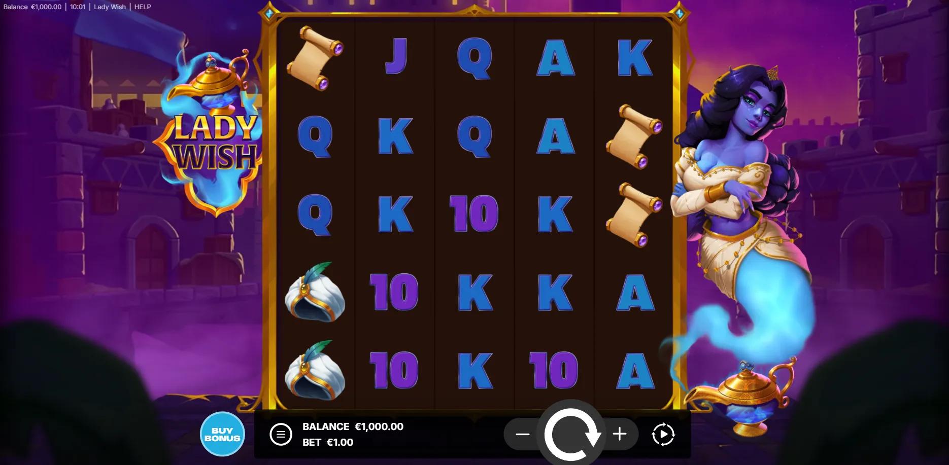 Lady Wish slot gameplay screenshot