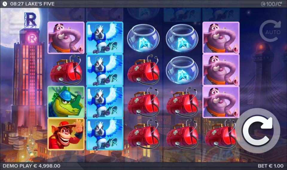 Six doctor bag symbols spread over reels one, three, four and five while reel two is a solid column of cockatoos, with no winning line