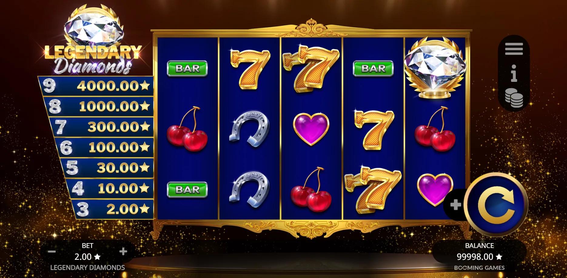 Legendary Diamonds slot gameplay screenshot
