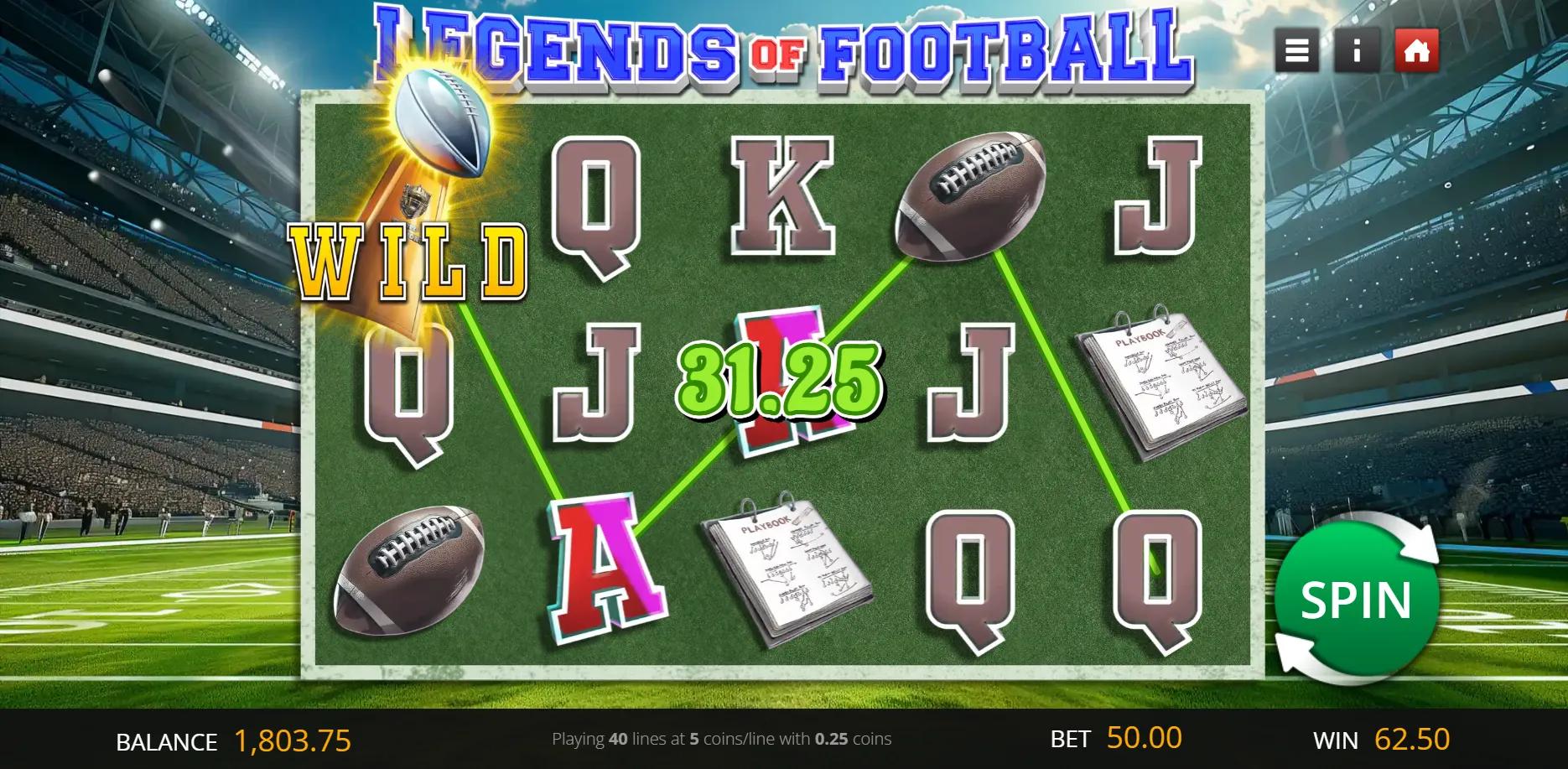 Legends of Football slot gameplay screenshot