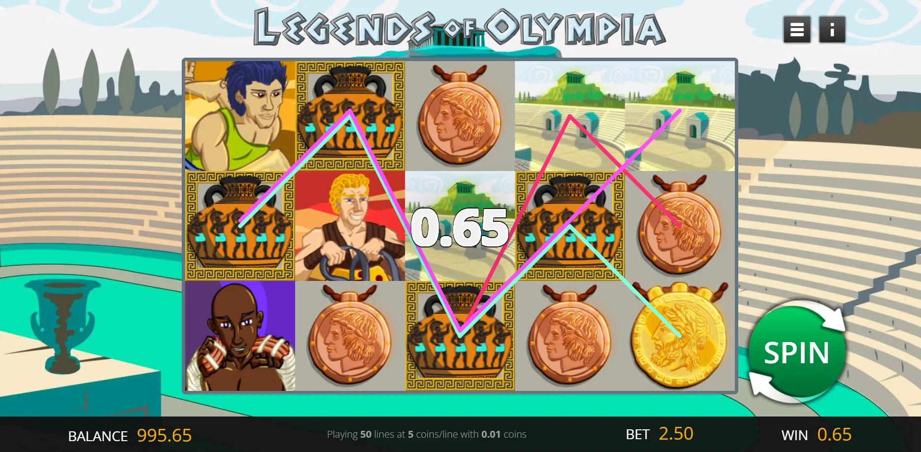 Legends Of Olympia slot gameplay screenshot