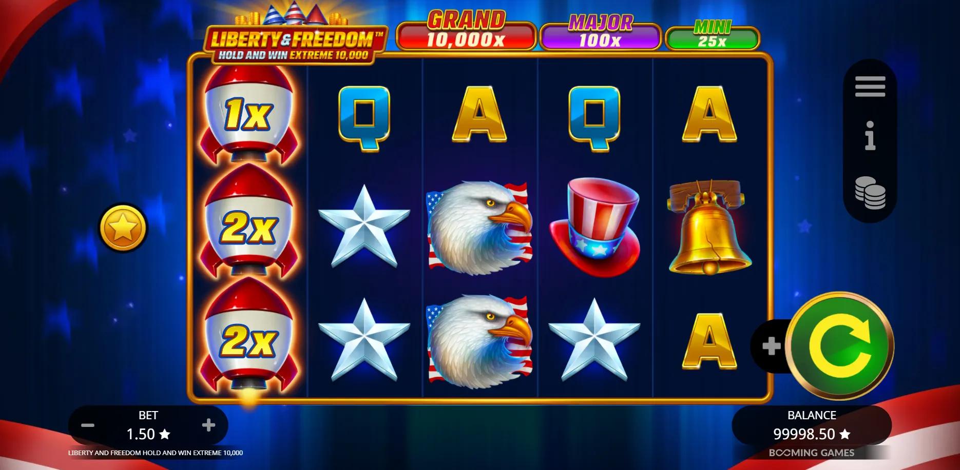 Liberty and Freedom Hold and Win Extreme 10,000 slot gameplay screenshot