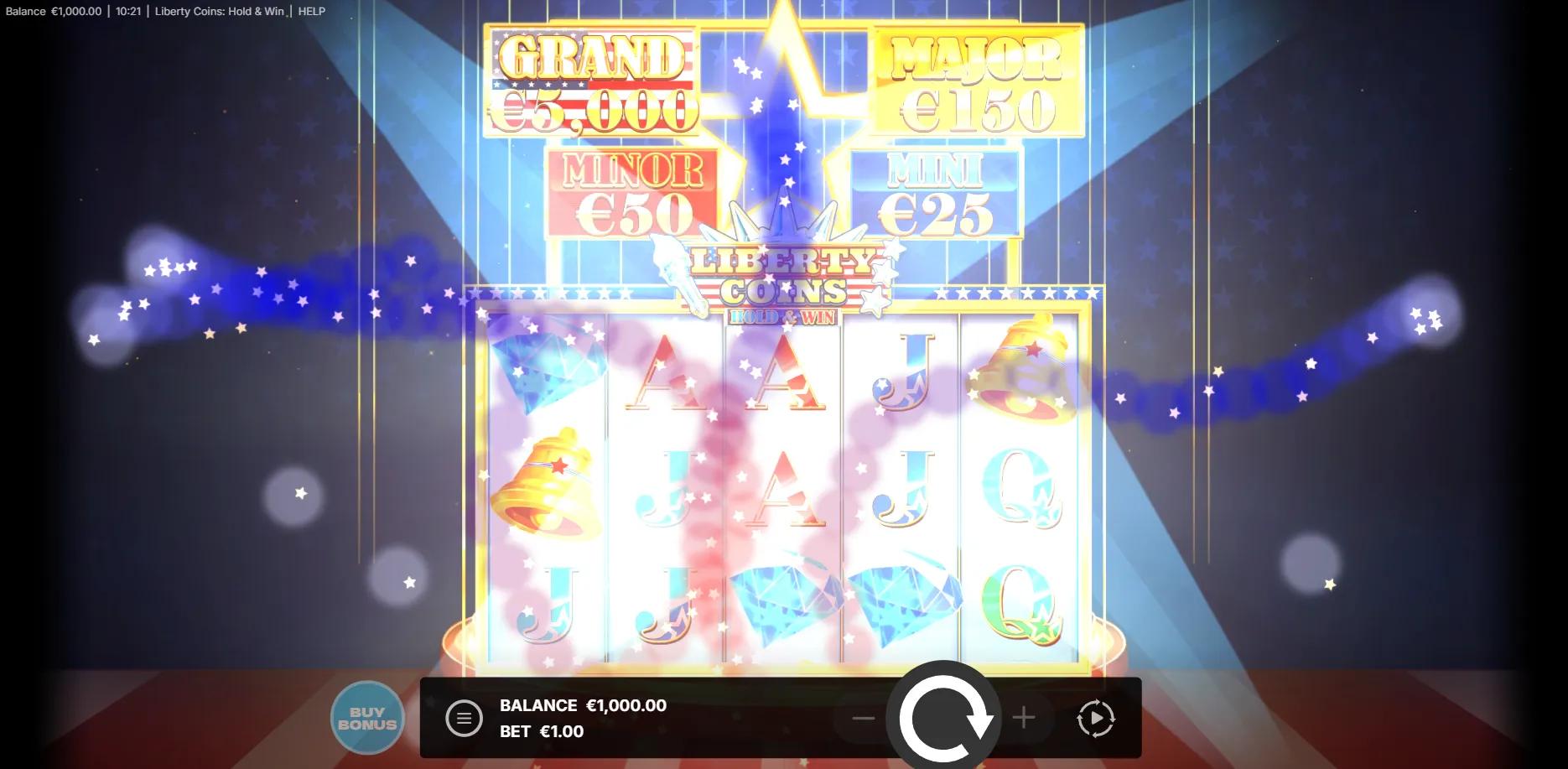 Liberty Coins: Hold & Win slot gameplay screenshot