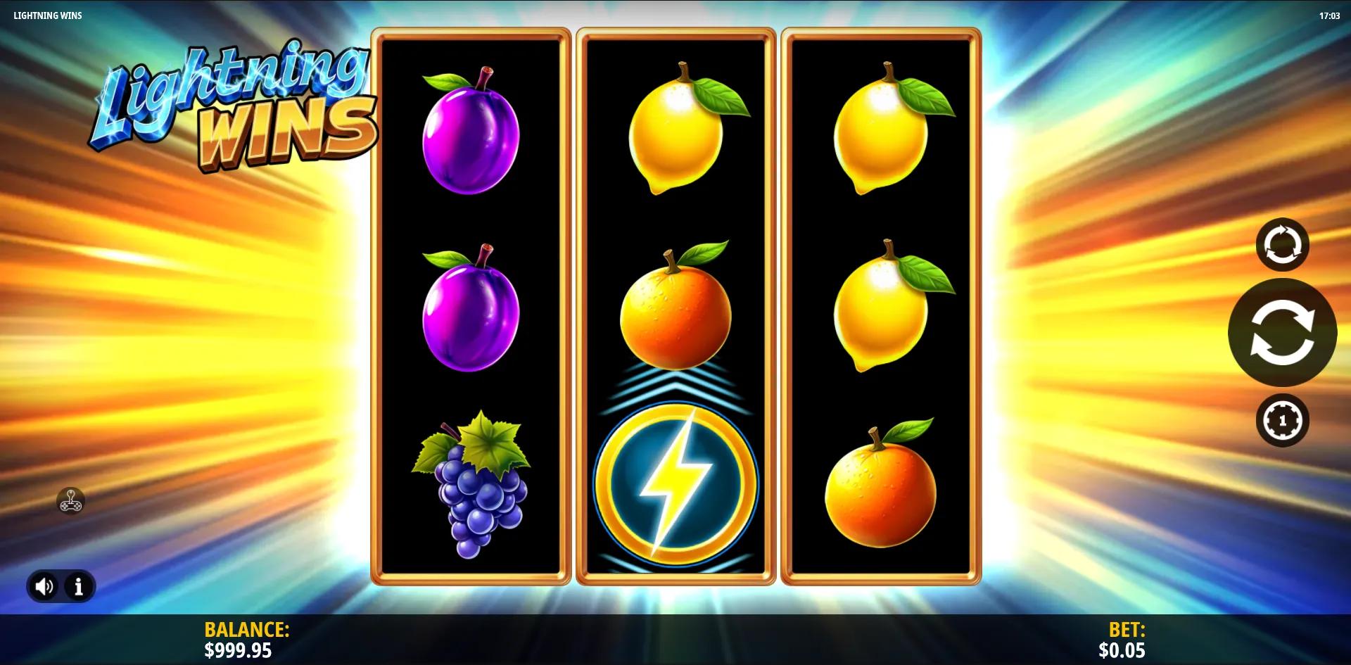 Lightning Wins slot gameplay screenshot
