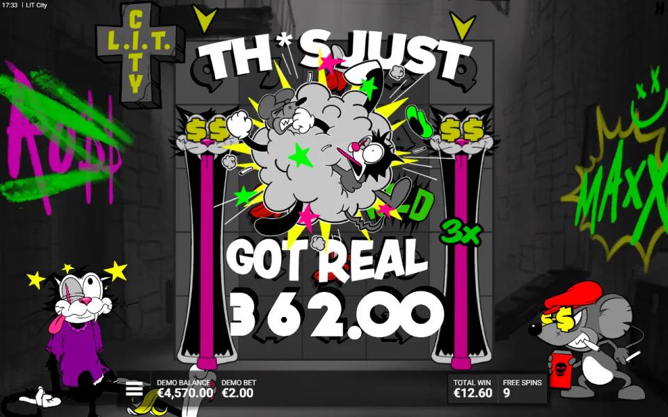 Censored-swearing epic win card during the LIT City Maxx Bonus