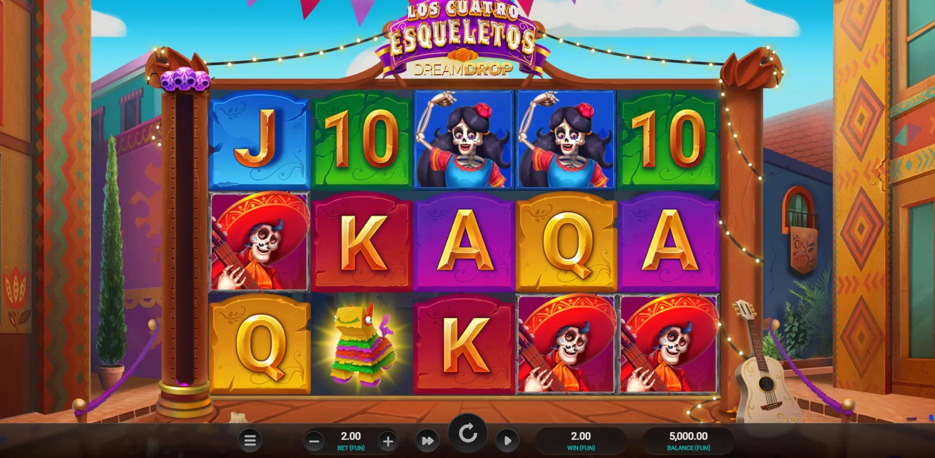 Los Cuatro Esqueletos Dream Drop slot gameplay screenshot