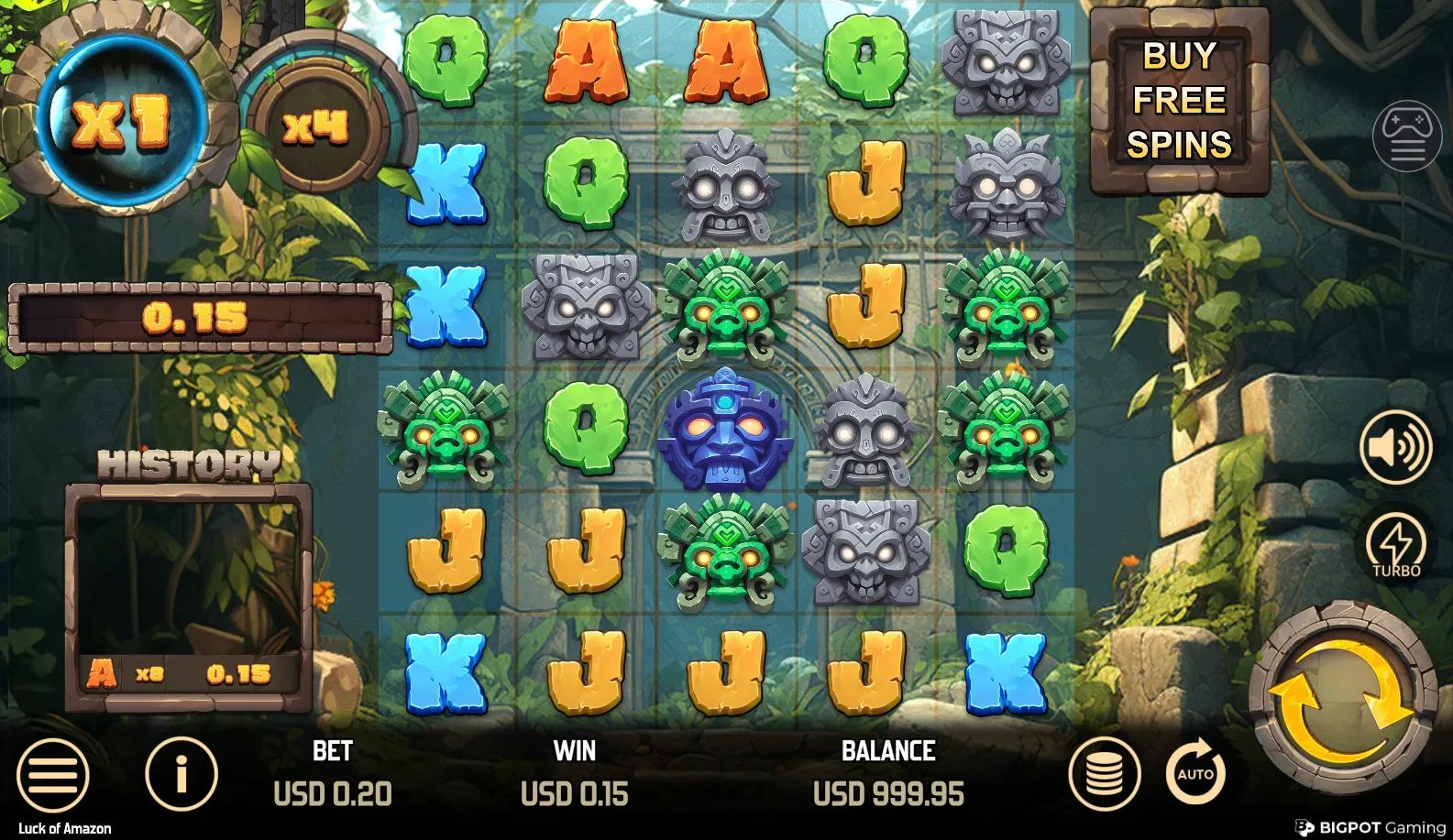 Luck of Amazon slot gameplay screenshot