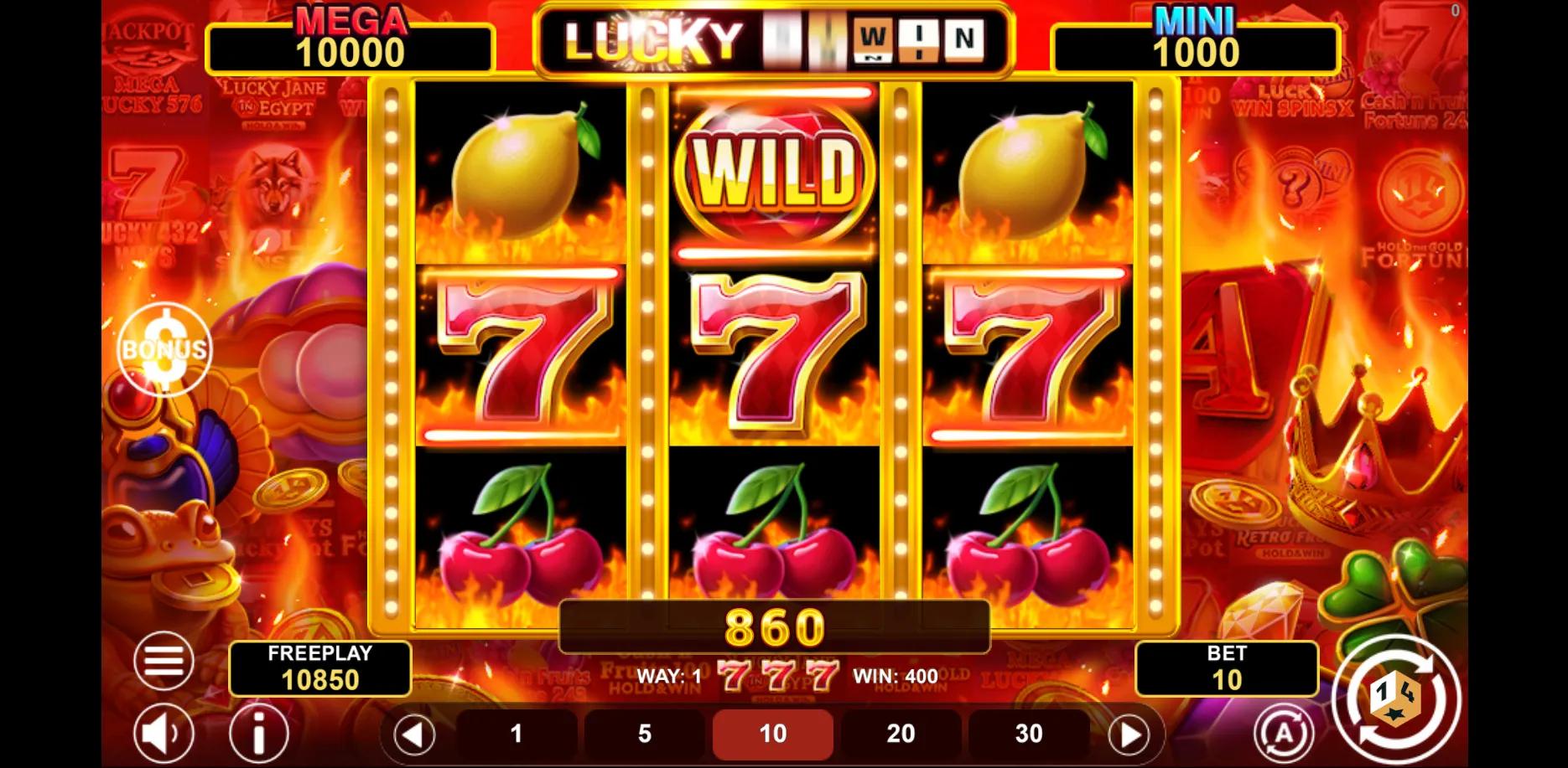 Lucky 1spin4win Hold & Win slot gameplay screenshot