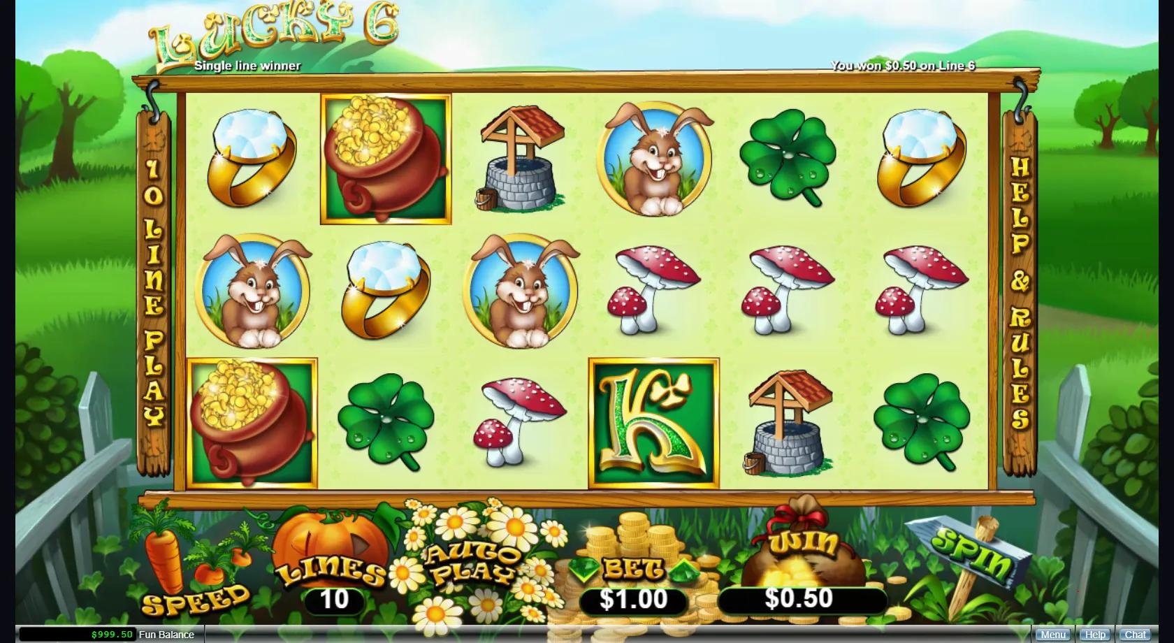Lucky 6 gameplay screenshot