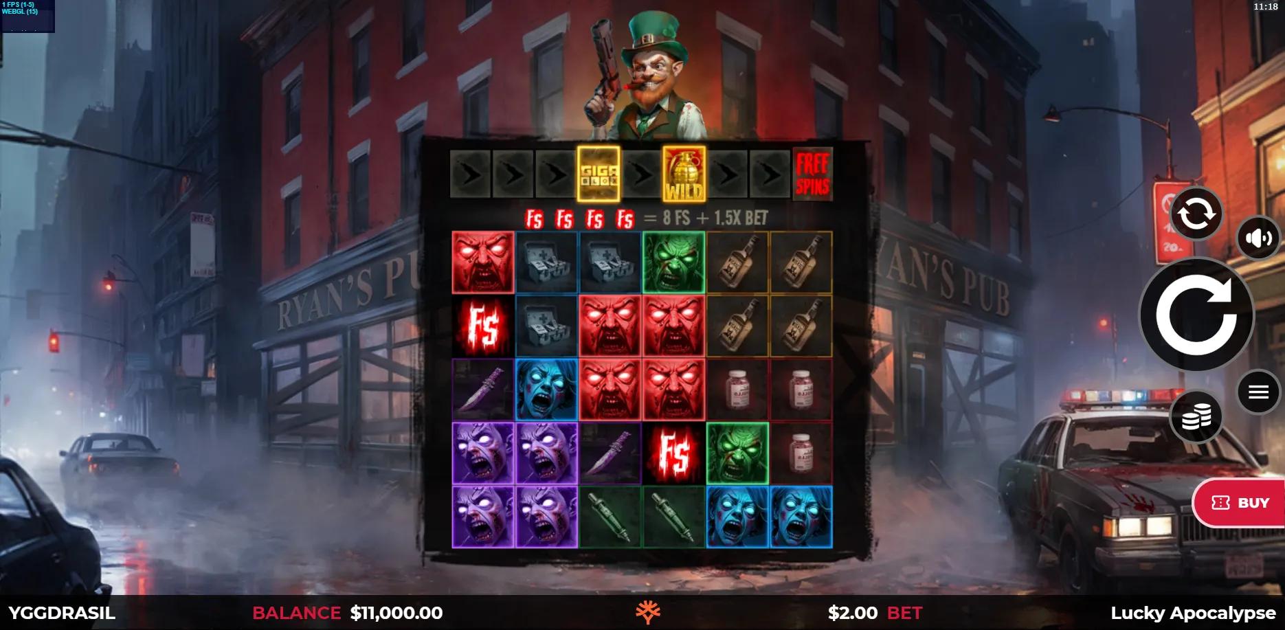 Lucky Apocalypse GigaBlox slot gameplay screenshot