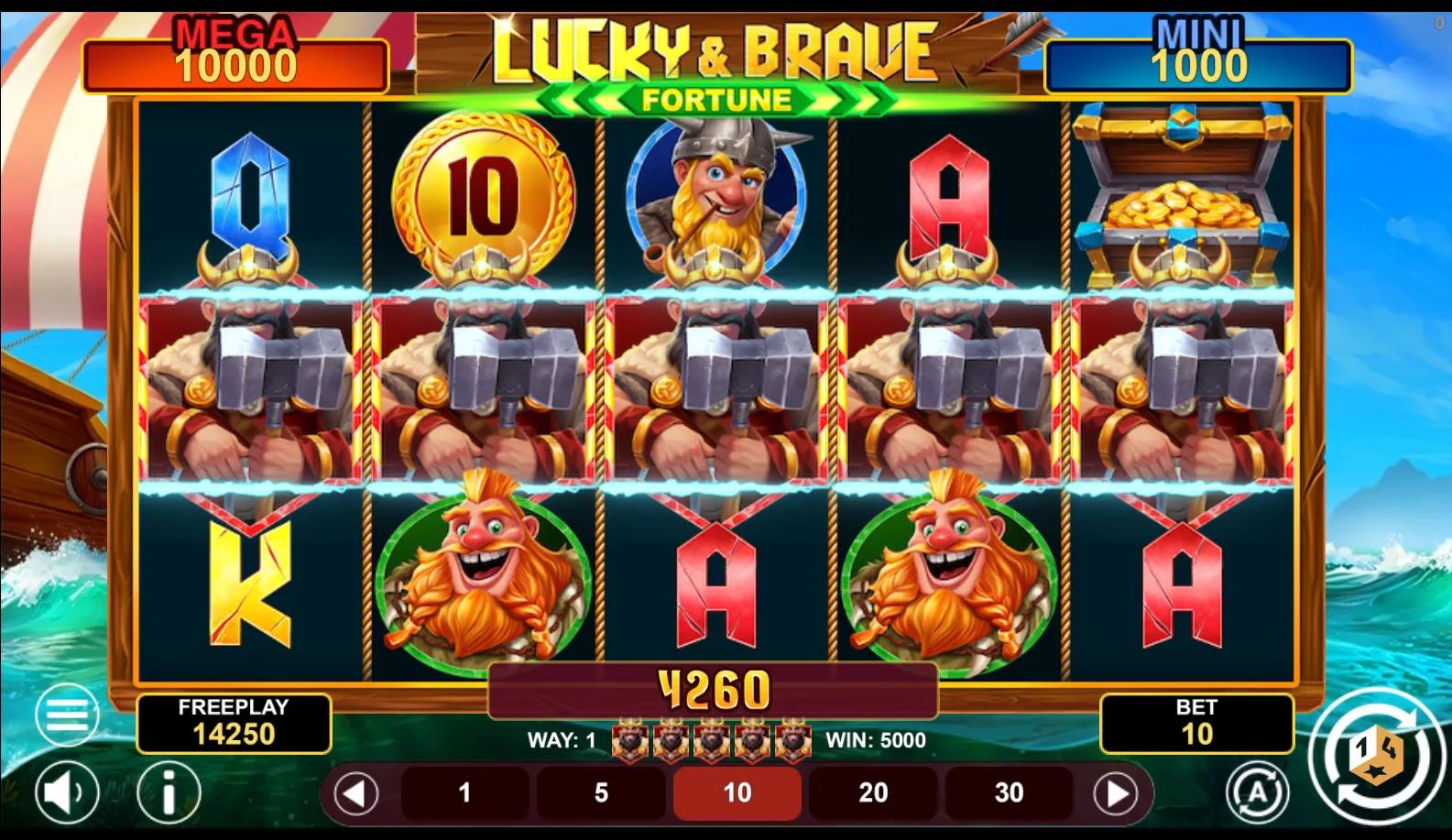 Lucky & Brave Fortune slot gameplay screenshot