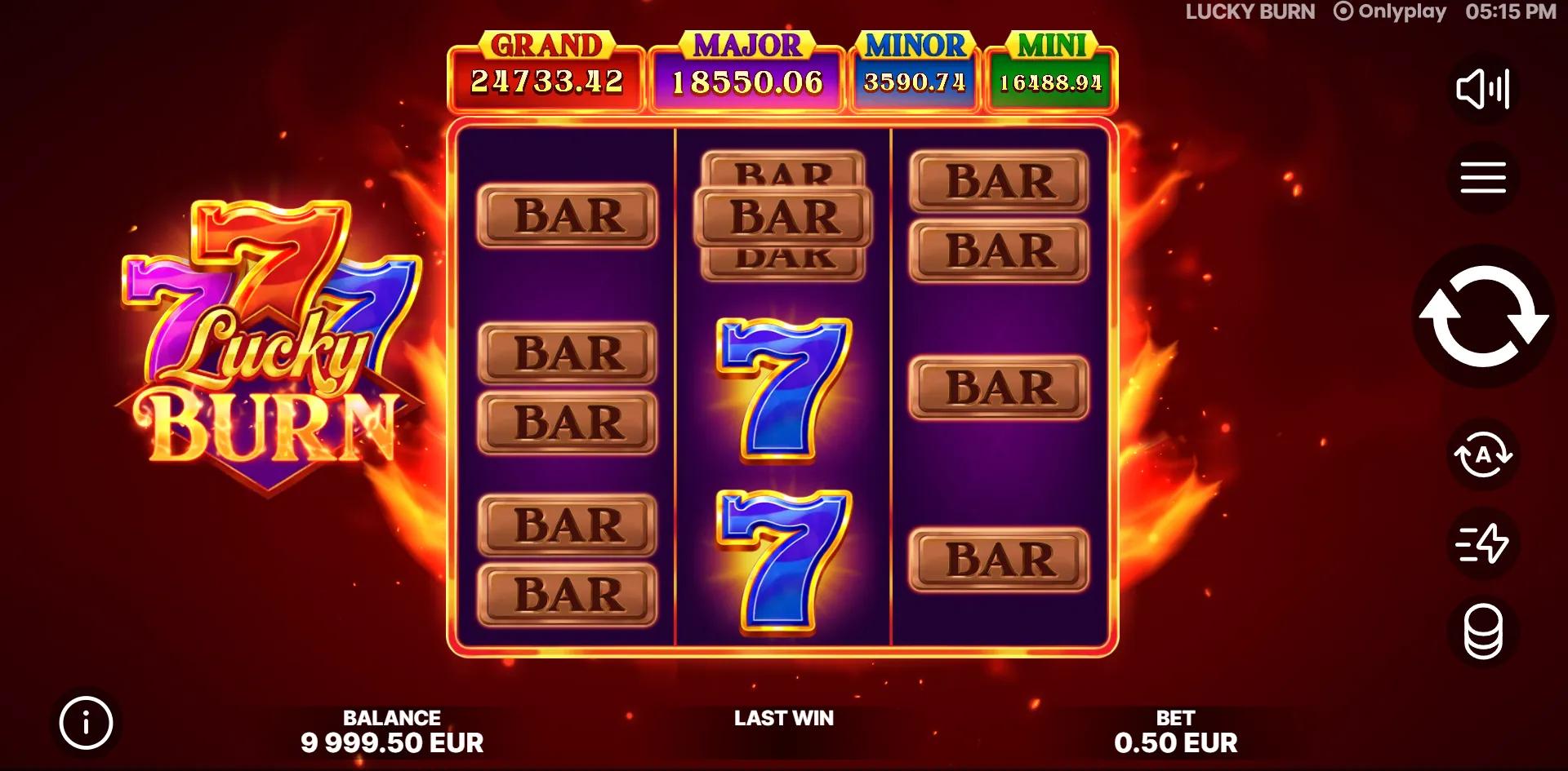 Lucky Burn slot gameplay screenshot