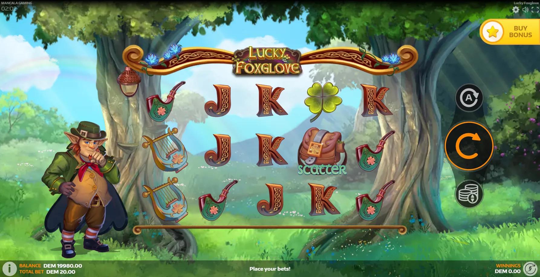 Lucky Foxglove slot gameplay screenshot