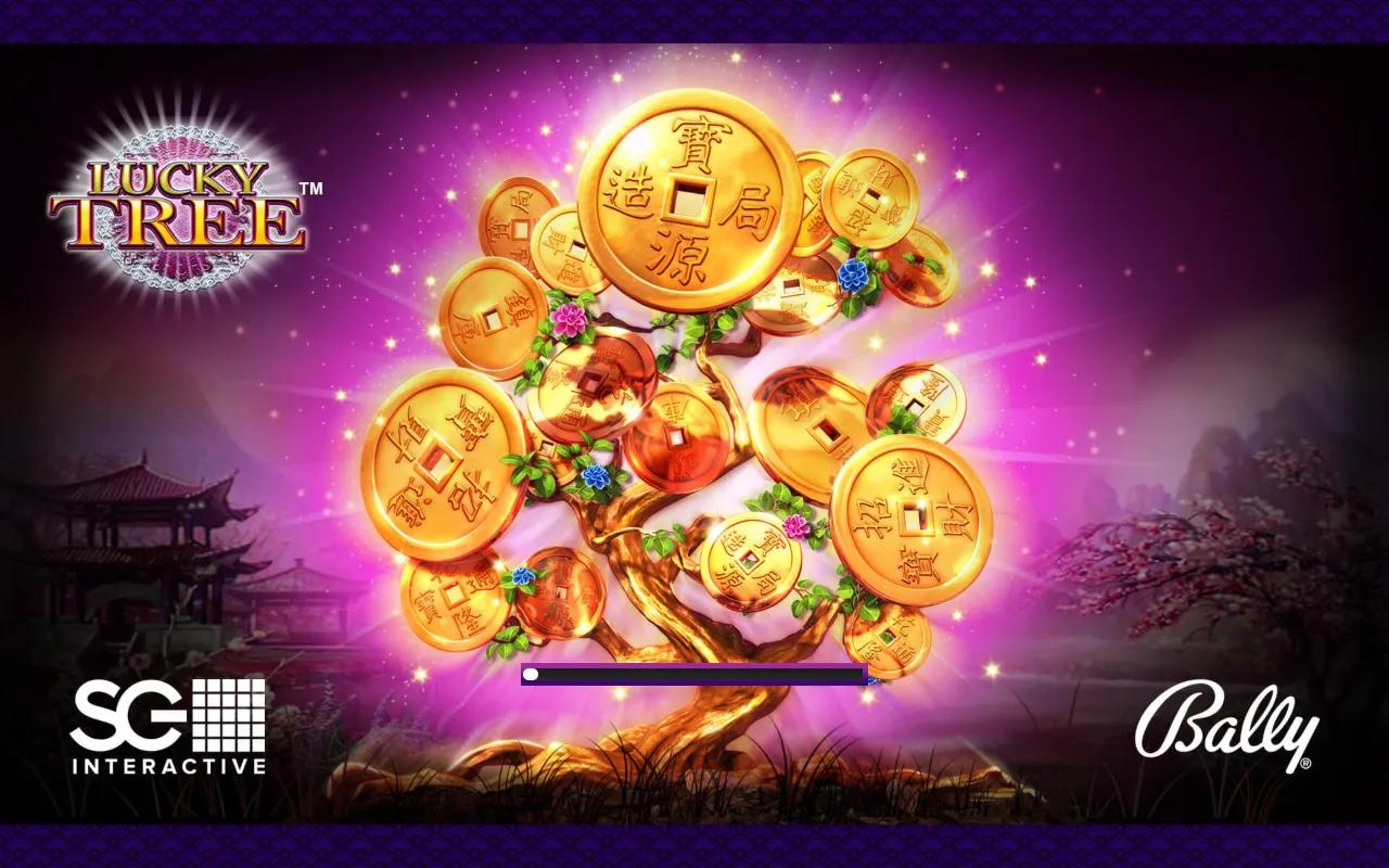 Lucky Tree slot reels showing the golden bonsai tree, Chinese coins, dragon symbols and Yin Yang scatters.