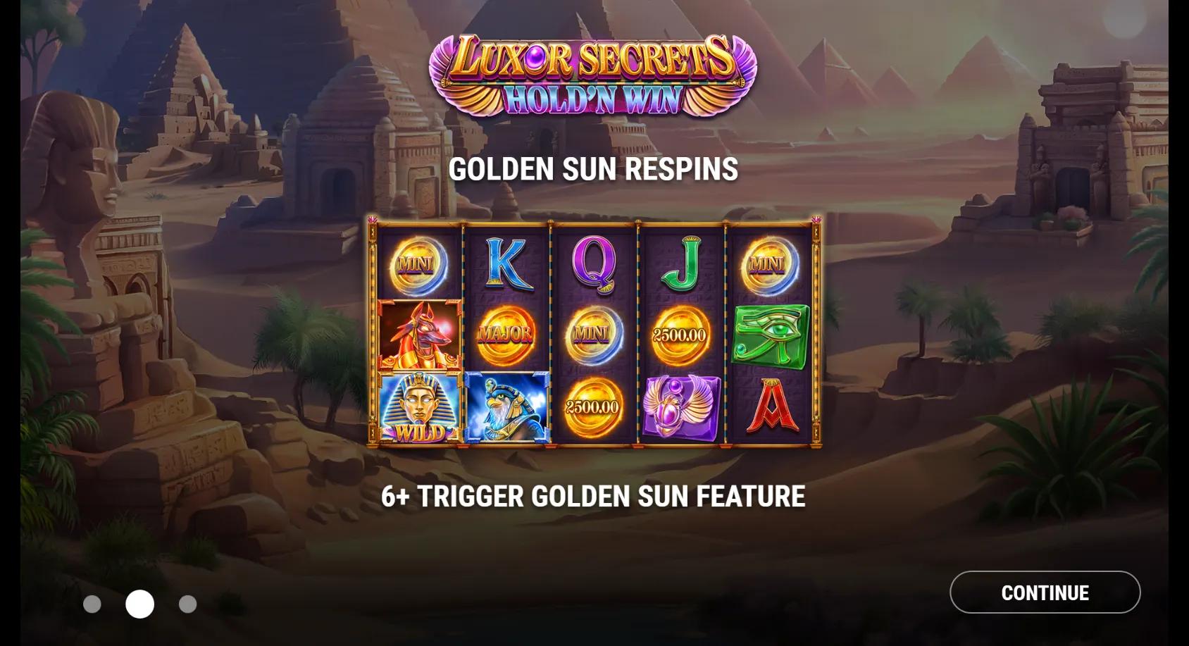 Luxor Secrets Hold'n'Win slot gameplay screenshot