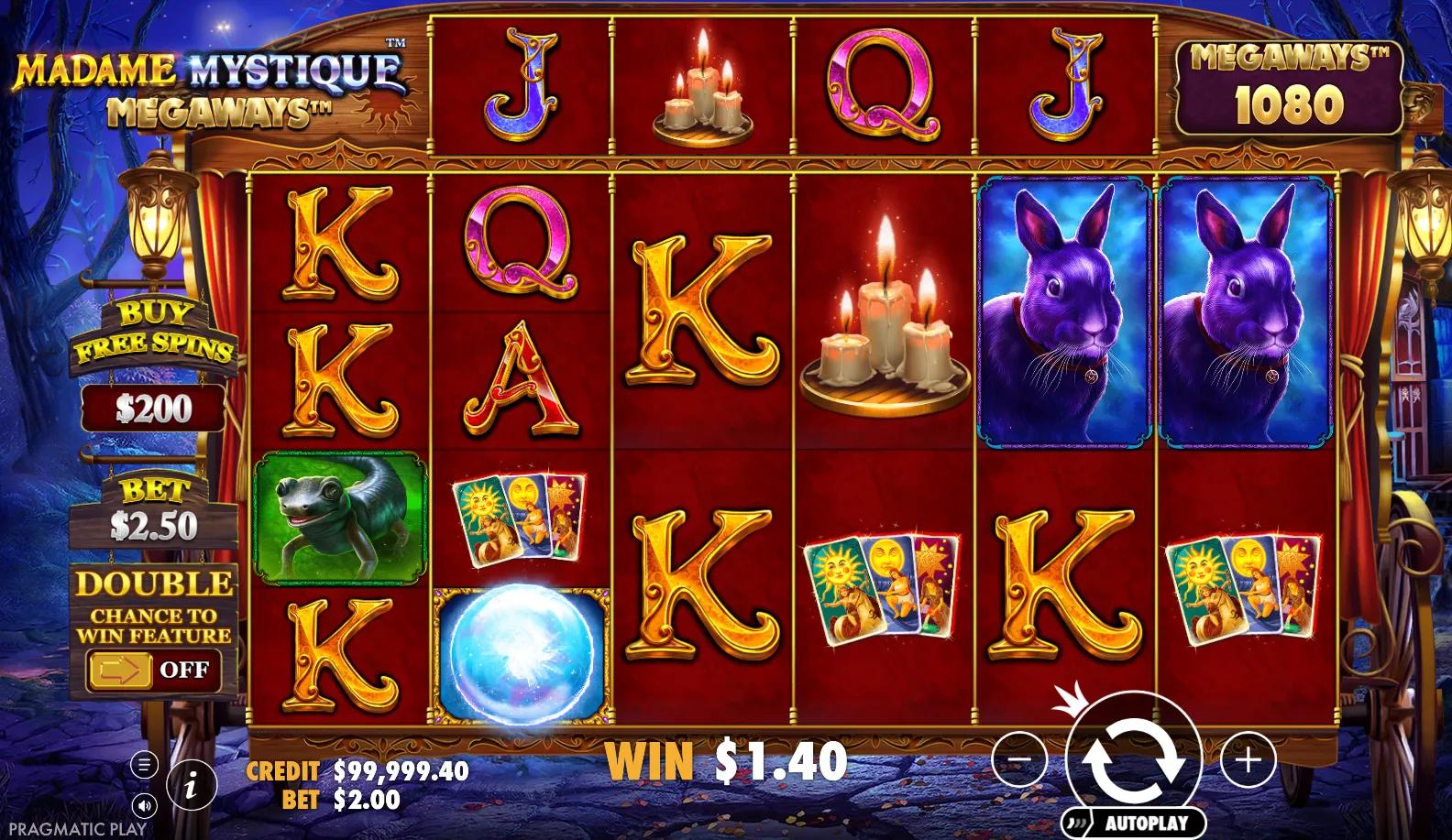 Madame Mystique Megaways slot gameplay screenshot