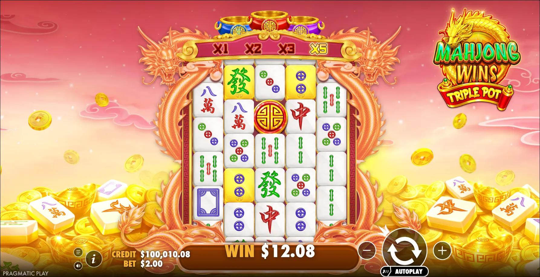 Mahjong Wins Triple Pot slot gameplay screenshot