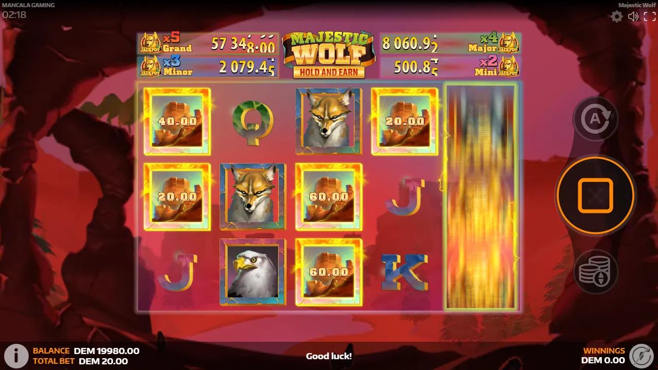 Majestic Wolf slot gameplay screenshot